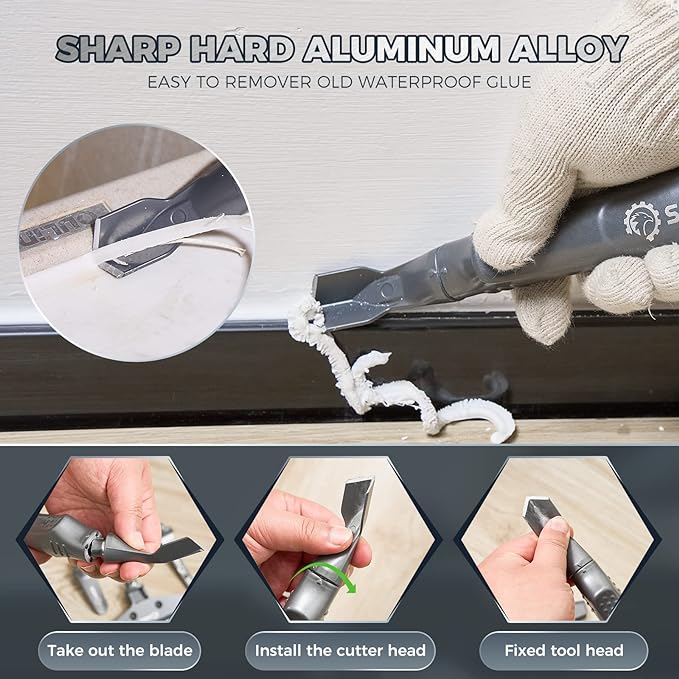 Saker Caulking Tool Kit-Aluminum 4 in 1 Sealant Finishing Tool Grout Remove - Image 3