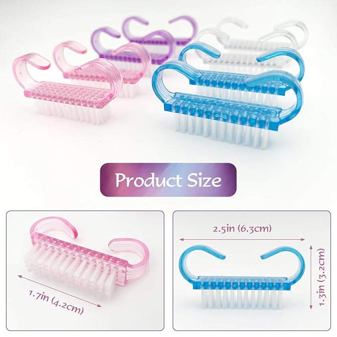 8PCS Nail Brush Cleaner Set – Handle Grip Fingernail Scrubber Brushes - Image 3