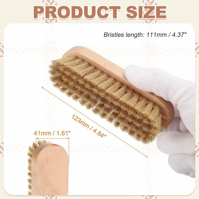 HARFINGTON Shoe Cleaning Brush 5"x2" Beech Wood Pig Bristle Boot Polish Brushes - Image 2