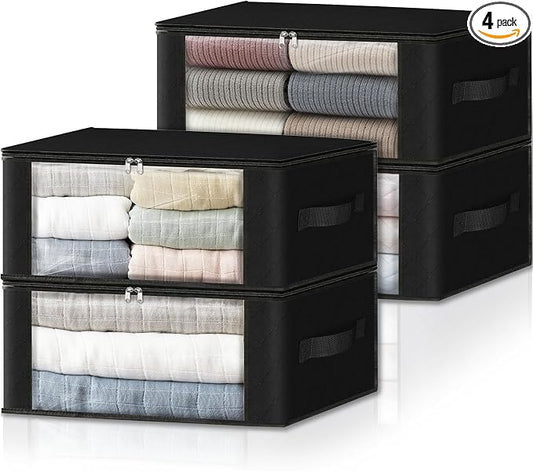 HomeHacks Storage 4-Pack Clothes Organizer Storage Bags Foldable Storage Box by HomeHacks