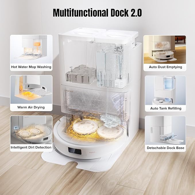 roborock Qrevo MaxV Robot Vacuum and Mop, FlexiArm Design, Hot Water Re-Wash & - Image 3