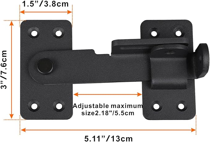 2PCS Flip Latch Lock, 90 Degre Heavy Duty Gate Latch - Image 2