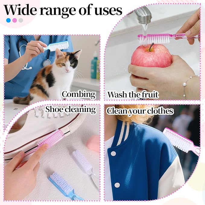 60 PCS Nail Scrubber Brush Set, Handle Grip Nail Brush Bulk Fingernail Scrubber - Image 6