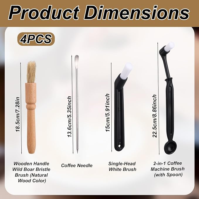 4pcs Coffee Machine Cleaning Brush Set, Professional Espresso Brush Grinder Tool - Image 2