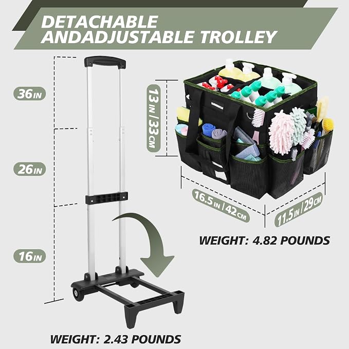 Large Rolling Cleaning Caddy Bag, Cleaning Caddy - Image 4