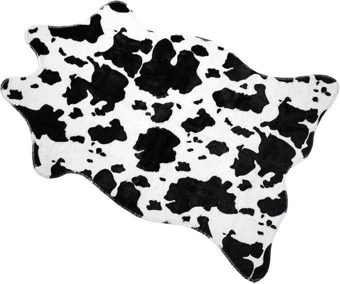 MACEVIA Faux Cowhide Rug, Cute Cow Print Rugs Animal Area Carpet Western Decor by Macevia