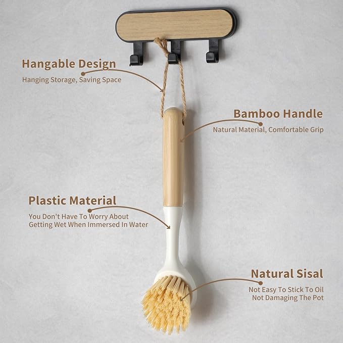 Dish Brush with Built-in Scraper - Image 5