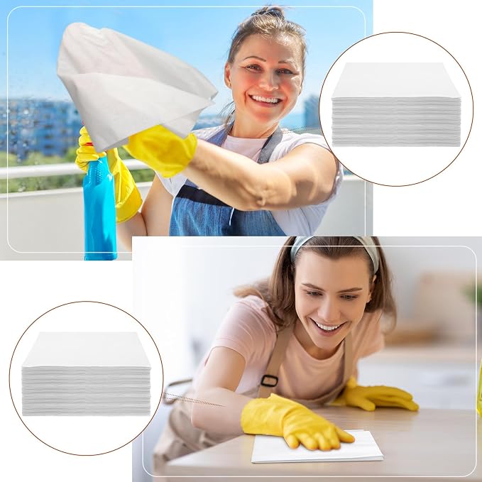 Tranqun 200 Pcs Disposable Microfiber Cleaning Cloth Bulk 12 x 12 Inch Lint - Image 6