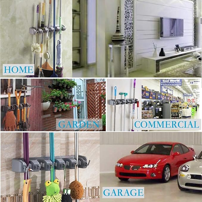 Broom Holder Wall Mount Broom Organizer Mop Holder Hanger Garden Tool - Image 5