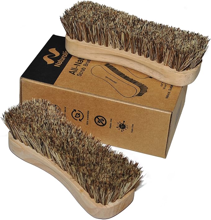All-Natural Wooden Scrub Brush Set | Wooden Handle | Palmyra Bristle Brush - Image 5