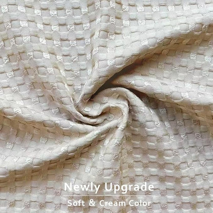 MIYE Pleated Waffle Weave Bed Skirt, Tailored Dust Ruffle 16 Inch Drop Easy Fit, Machine Washable,No Split Corners (Beige, King - 16" Drop)