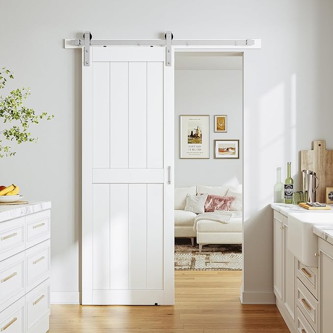 SmartStandard 32 x 84 inch White Sliding MDF Barn Door - Image 2