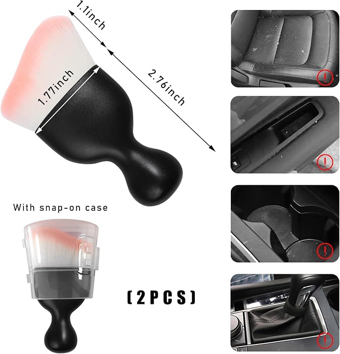 2PCS Car Interior Dust Brush, Soft Scratch Free Auto Detailing Brushes - Image 2