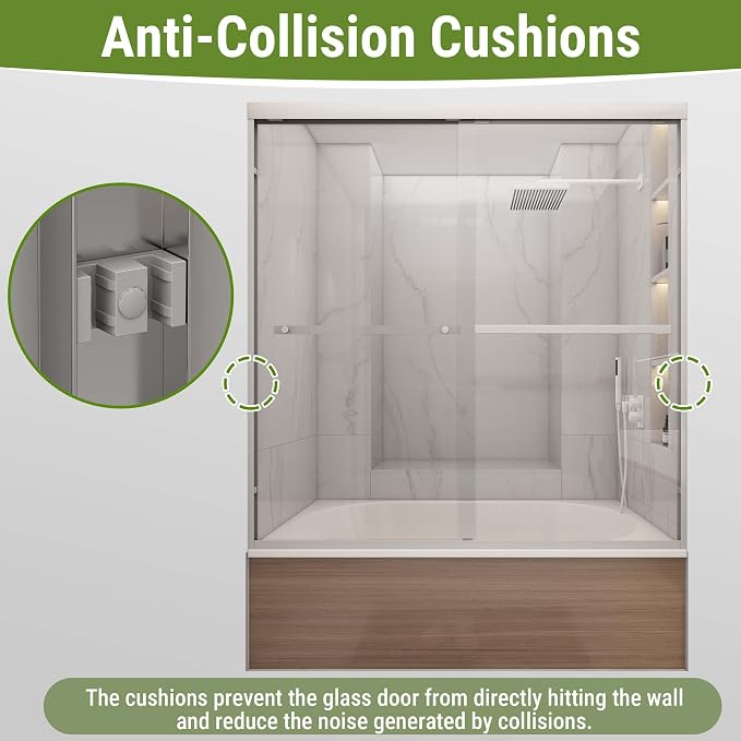 Tub Shower Door 56-60" W x 60" H, Polished Chrome Bathtub Door - Image 5