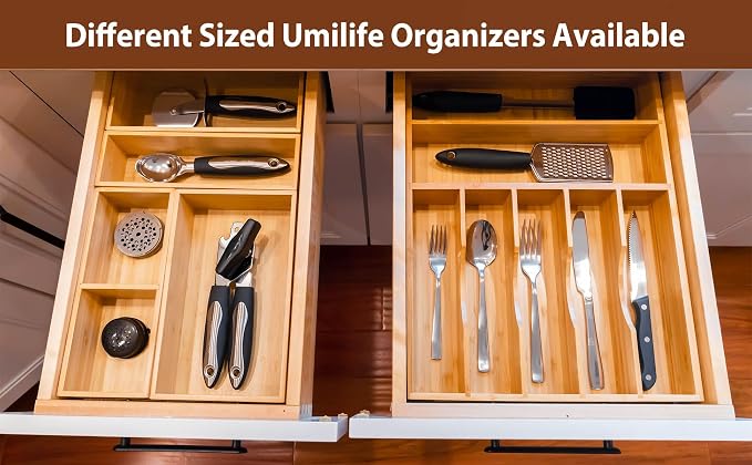 Umilife Drawer Organizer Storage Boxes, 2.5" High Bamboo Drawer Dividers - Image 5