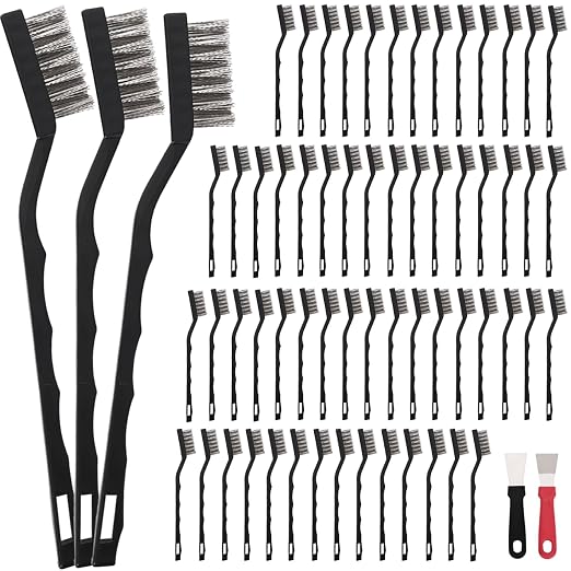 60 PCS Mini Wire Brush Stainless Steel Brush Set，Masonry Brush Wire Bristle by Unknown