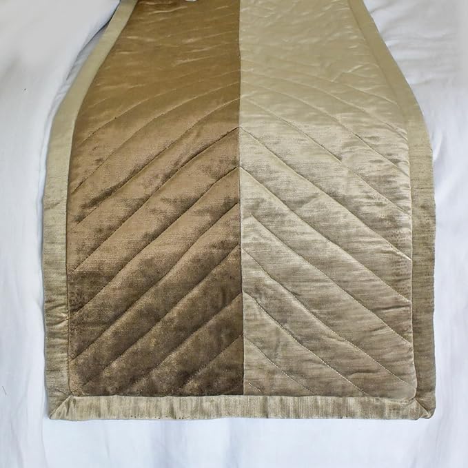 The HomeCentric King/Queen/Twin Brown Decorative Bed Runner Full 68"x18" Bed Runner with One Pillow Cover, Solid, Chevron, Patchwork, Quilted Bed Scarf on Velvet Fabric - Plush Divide