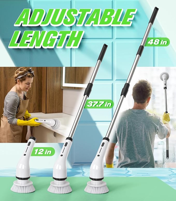 Electric Spin Scrubber for Cleaning, Cordless Waterproof Bathroom Shower Brushes - Image 3
