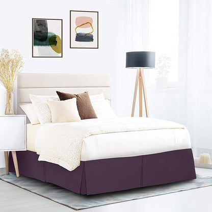 Nestl Dark Purple Twin Bed Skirt - Twin Size Bed Skirt 14 Inch Drop - Brushed Microfiber Bed Skirts - Hotel Quality Pleated Bed Skirt - Shrinkage & Fade Resistant