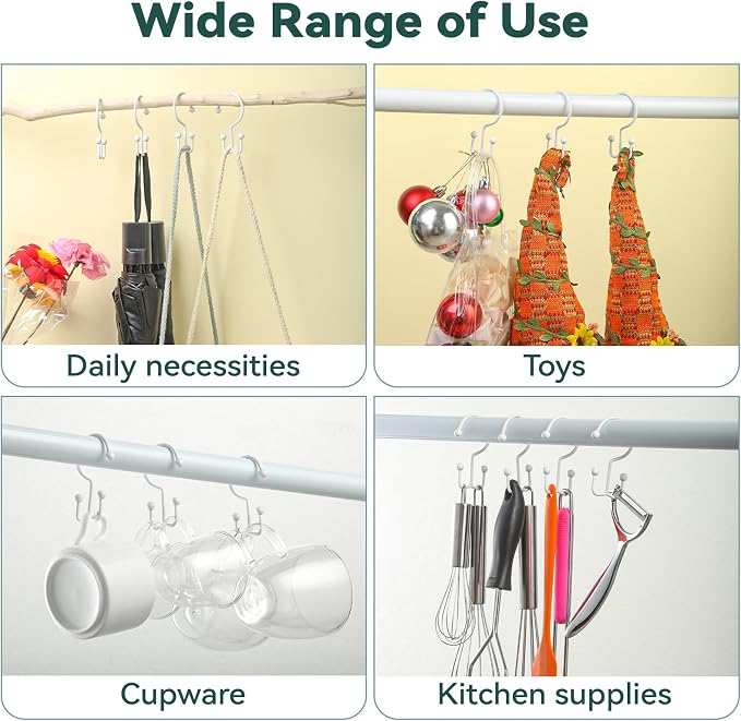 Goowin Shower Curtain Hooks, Durable Shower Curtain Rings Rust Proof, Double - Image 7