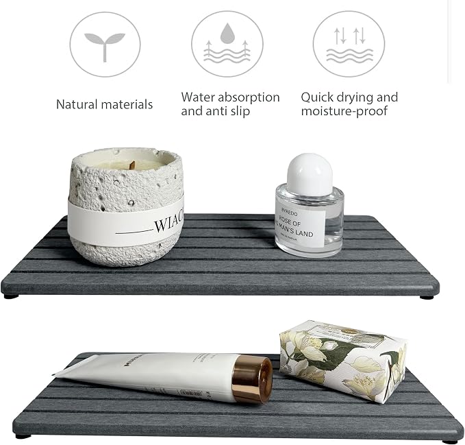 2 PCS Water Absorbent diatomite Coasters, Stone Drying mat - Image 2
