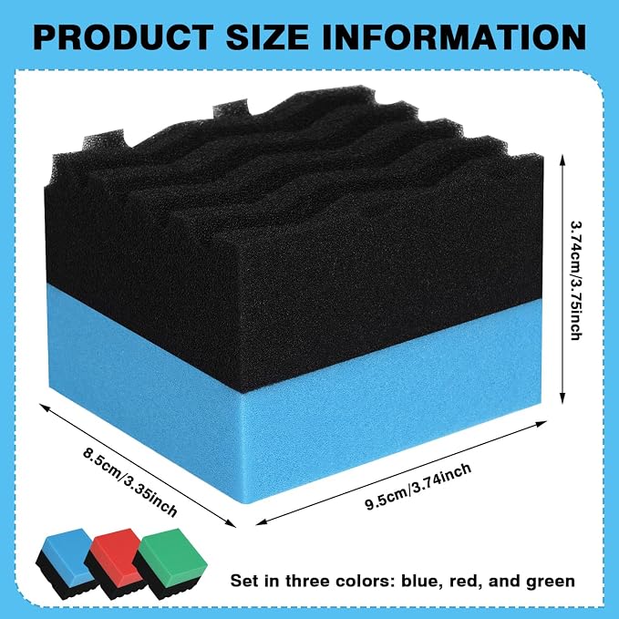 3 Pack Large Tire Dressing Applicator Pads, Wavy Contour Polish Sponge - Image 2