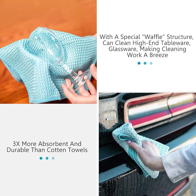 8 Pack Waffle Weave Microfiber Towels, Premium 3D Mesh Waffle Weave Quick - Image 4