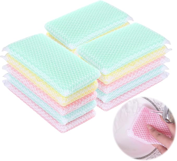 KRIZJUES Sponge Individually Wrapped, Kitchen Dishwashing Sponge, Mesh Net by KRIZJUES
