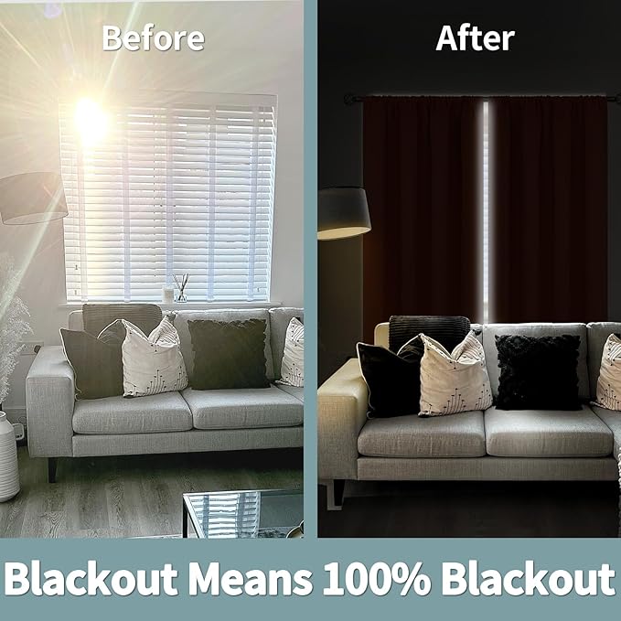 BGment Burnt Orange 100% Blackout Curtains for Bedroom/Living Room, Fall Full Room Darkening Noise Reducing Curtains 84 Inch Length, Thermal Insulated Rod Pocket Window Drapes 2 Panels, 52 Inch Wide