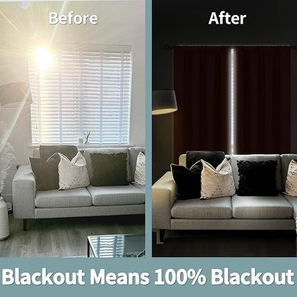 BGment Burnt Orange 100% Blackout Curtains for Bedroom, Fall Full Room Darkening Noise Reducing Living Room Curtains 63 Inch Length, Thermal Insulated Rod Pocket Window Drapes 2 Panels, 52 Inch Wide