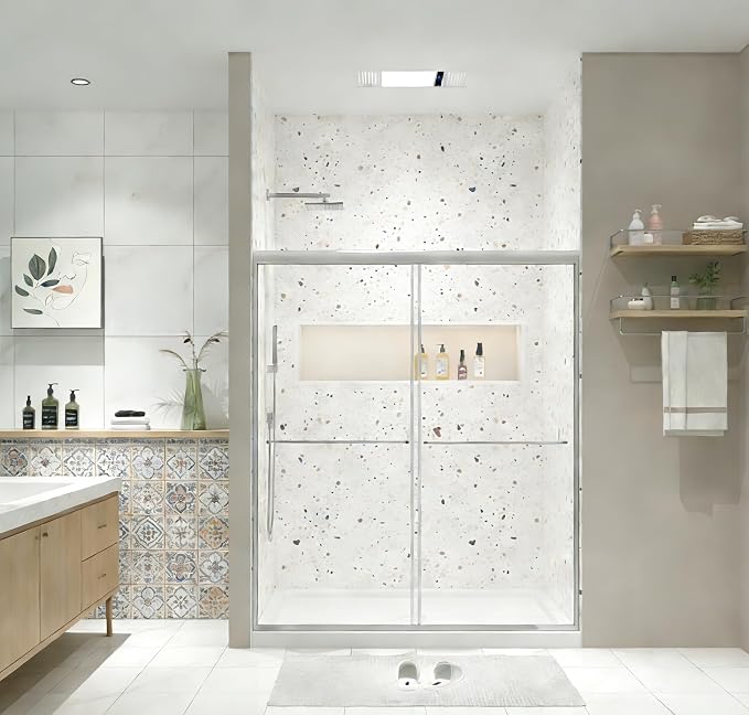 Bypass Glass Shower Door 50-54" W x 70" H by VUMALL