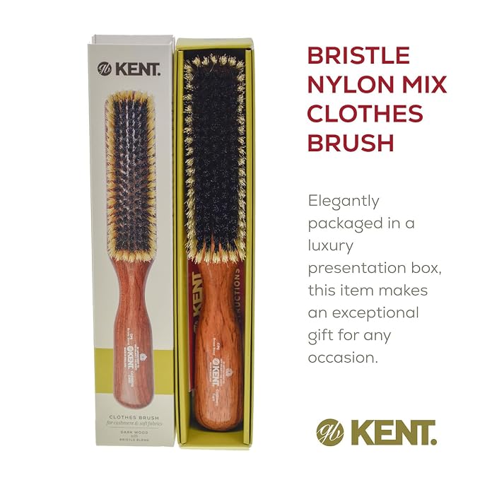 Kent CP6 Clothes Brush. 100% Natural Black & White Boar Bristle Lint Remover - Image 7