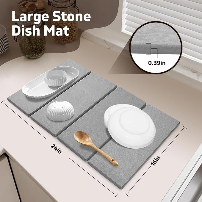 Large Stone Dish Drying Mat for Kitchen Counter, Dish Drying Mat, Fast - Image 4
