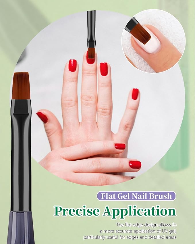 3PCS Nail Polish Clean Up Brush, Round&Falt&Angled Acetone Resistant Nail Brush - Image 3