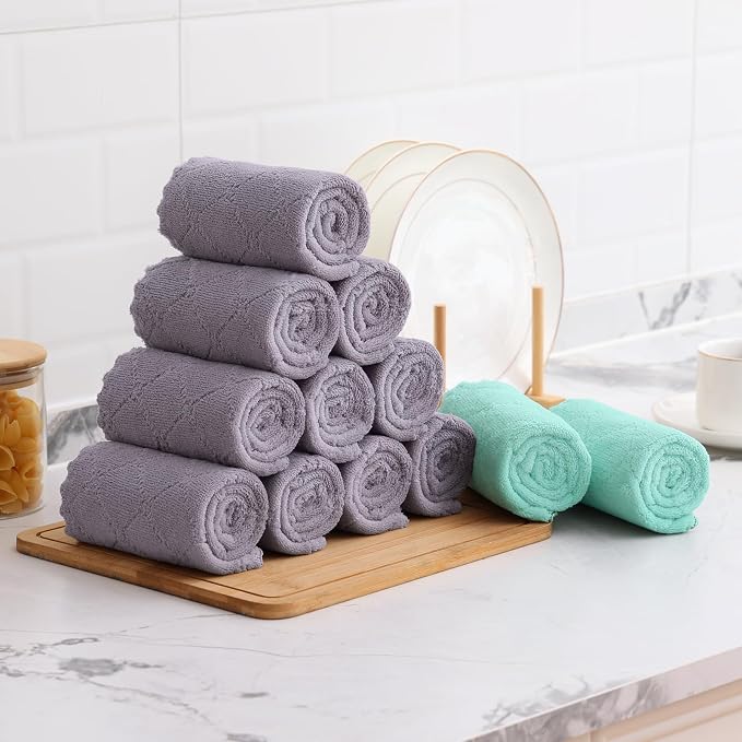 Mordimy 12 Pack Kitchen Cloths Dish Towels, Super Soft and Absorbent Dish Cloths - Image 8