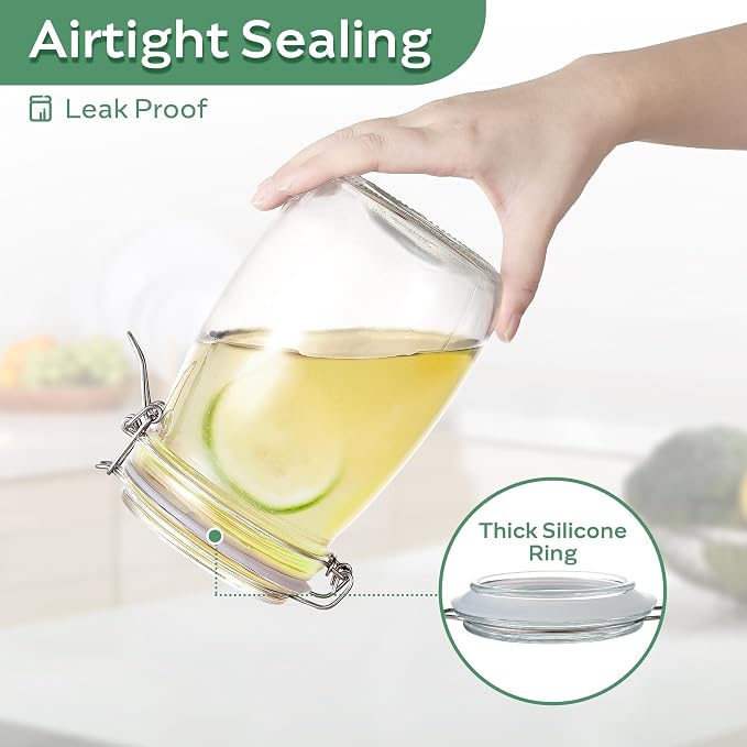 Glass Food Storage Jars with Airtight Lids 25 oz Round 4 Pack Kitchen Storage - Image 5