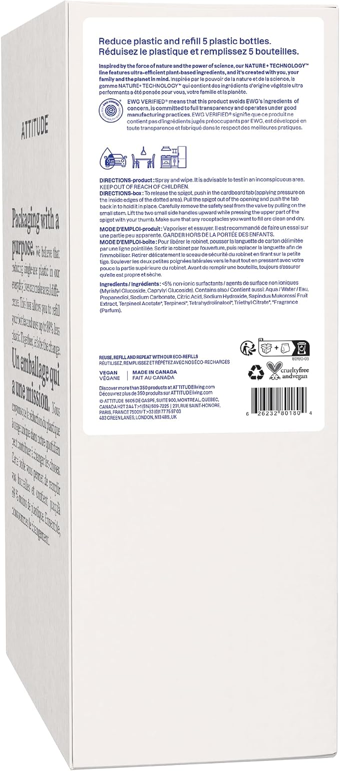 ATTITUDE All-Purpose Cleaner Refill, EWG Verified, Plant-Based & Vegan - Image 2