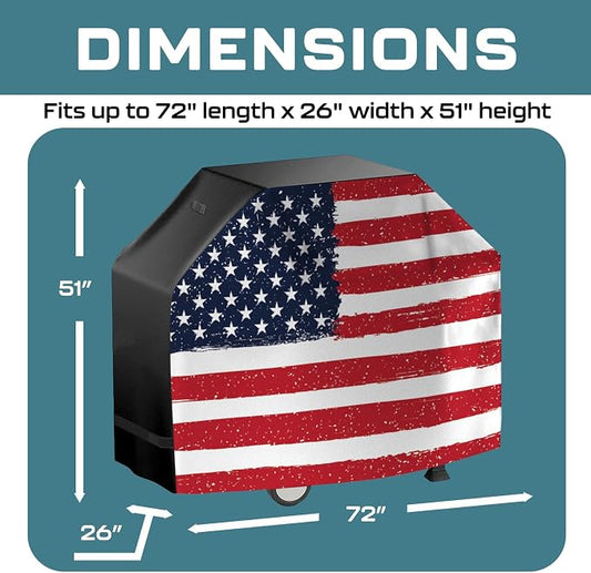 US Flag 72 Inch Waterproof BBQ Grill Cover - Image 2