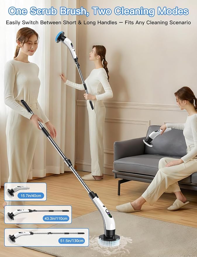 Electric Spin Scrubber with Power LCD Display, Cordless Bathroom Cleaning Brush - Image 6