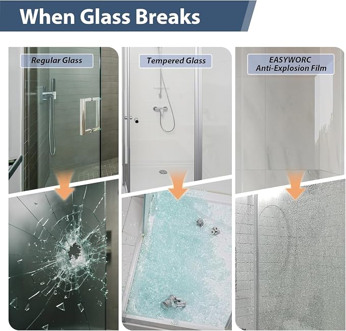 Semi Frameless Pivot Shower Door 42-48" W x 72" H, Swing Shower Glass Doors - Image 5