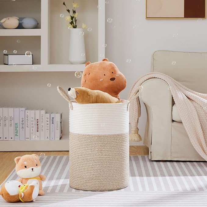 VIPOSCO Large Laundry Hamper, Tall Woven Rope Storage Basket - Image 2