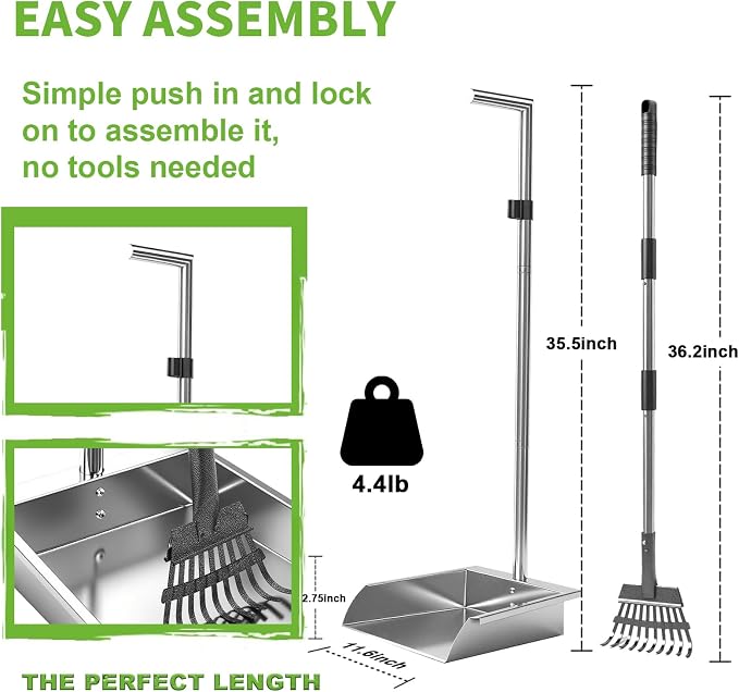 Pooper Scooper for Large Dogs, Dog Pooper Scooper Heavy Duty Long Handle Metal - Image 4