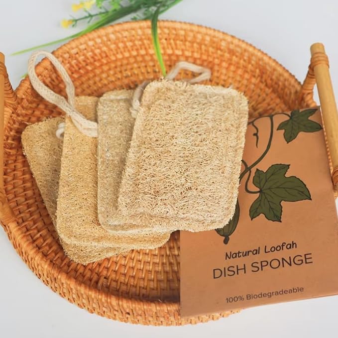 8 Pcs Natural Loofah Dishwashing Sponge Loofah Dish Towel Sponges - Image 4