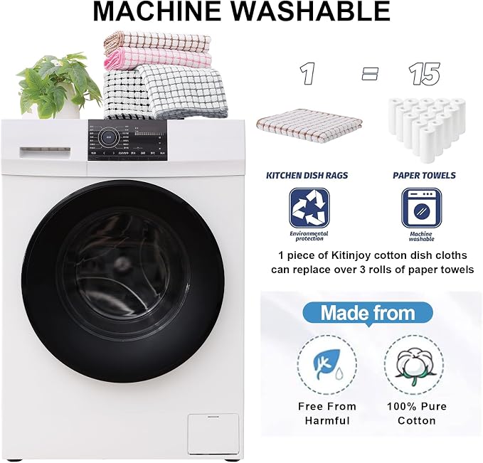 Kitinjoy Cotton 12 Pack Terry Kitchen Towels, 16 x 25 Inches Super Soft and - Image 5