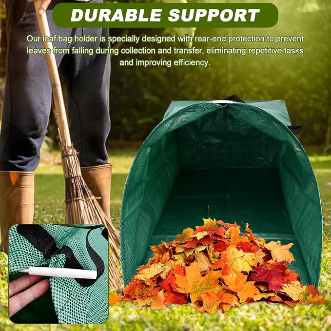 53 Gallon Leaf Collector, Large Yard Dustpan & Reusable Leaf Bag, Foldable - Image 5