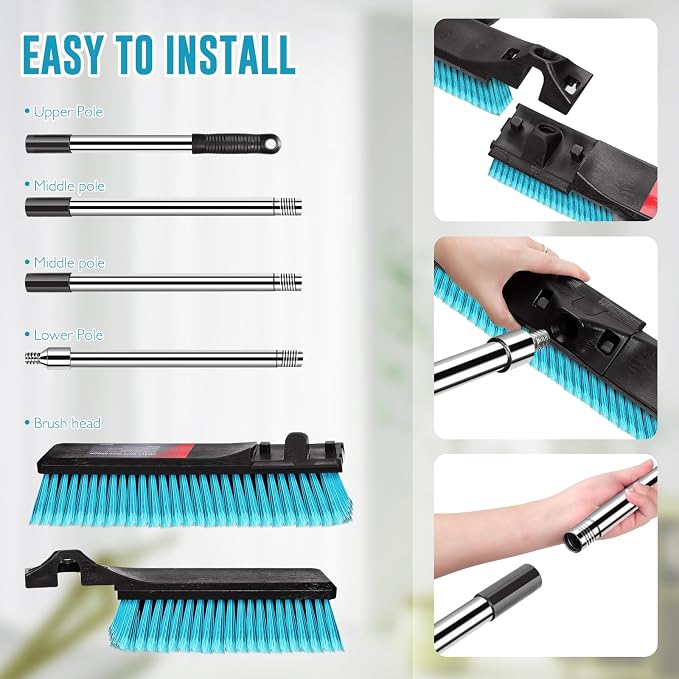 24" Push Broom, Heavy Duty Outdoor Commercial Broom - Image 7