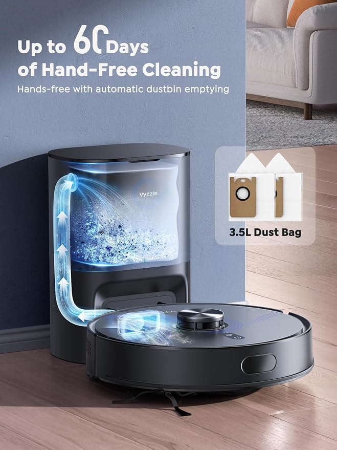Vyzzle E20 Robot Vacuum and Mop, 60-Day Robot Vacuum Self Emptying, 5500Pa - Image 2