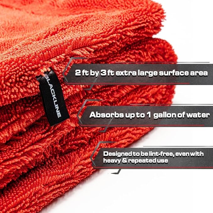 Blackline Car Drying Towel - 2ft x 3ft XL-Popular Pick Among Detailing Pros - - Image 4