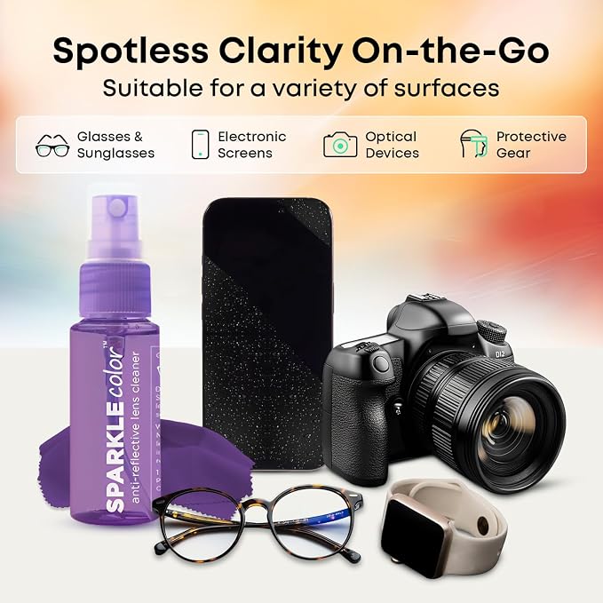 Sparkle Anti-Reflective Safe Lens Cleaner Spray Kit - 1oz Glasses Cleaner Spray - Image 2