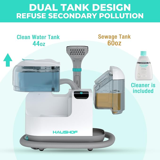 HAUSHOF Steam Portable Carpet and Upholstery Cleaner, Deep Couch Cleaner Machine - Image 7